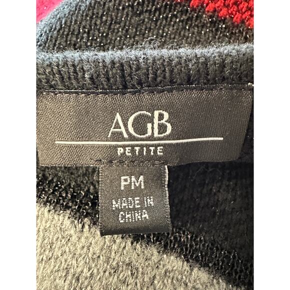 AGB Petite Women ColorBlock Long Line Open Front Cardigan Metalic Med - Picture 8 of 10